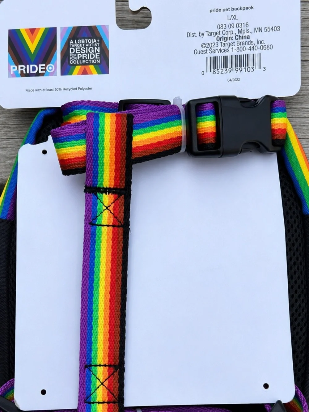 Boots & Barkley Dog Backpack Harness L XL Rainbow Pride NWT